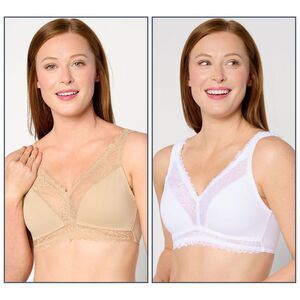 Breezies Women's Plus Sz Bra 1X Lace Soft Support Wirefree White A634606